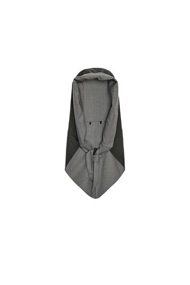 Zara CONTRASTING PLAID HOOD - taupe brown