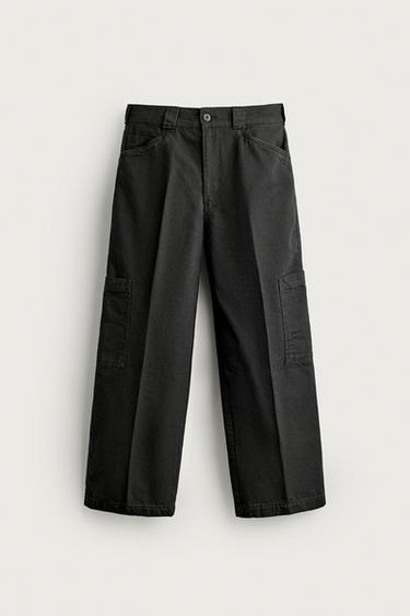 RELAXED FIT CARGO TROUSERS - Black by Zara