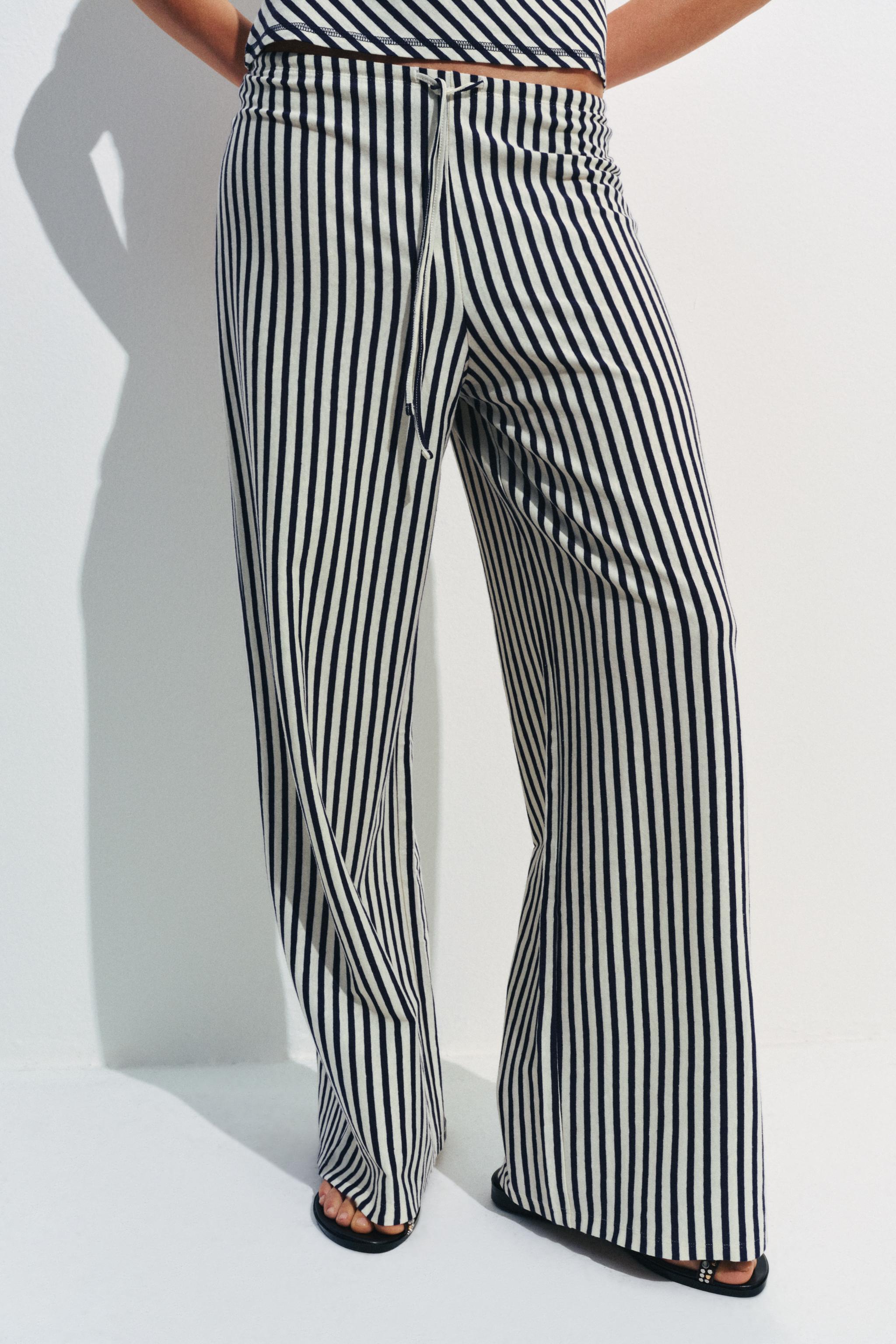 STRIPED LINEN BLEND PANTS