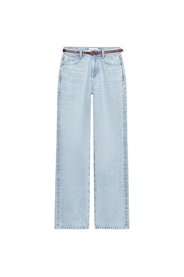 JEANS Z1975 REGULAR FIT TIRO ALTO CINTURÓN - Azul claro de Zara