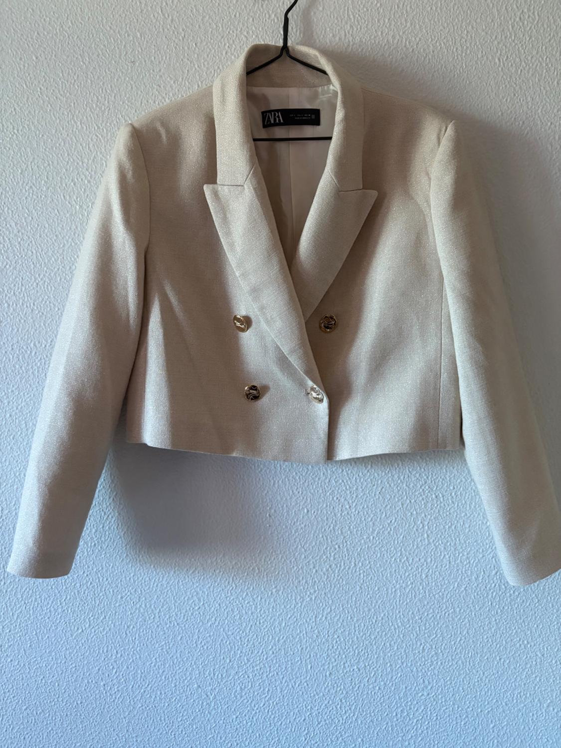 SHORT DOUBLE-BREASTED BLAZER WITH METALLIC THREAD - Image 6