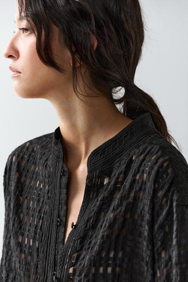 Zara Flowing embroidered shirt - Black