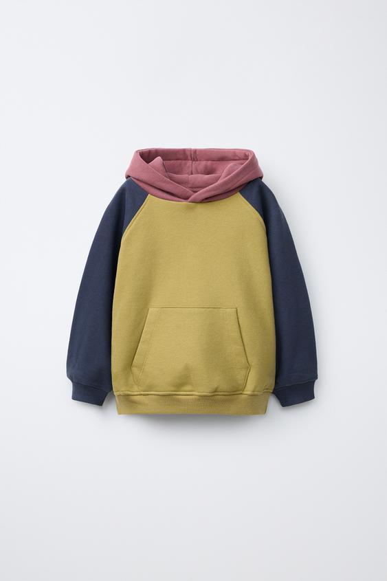 COLOURBLOCK HOODIE - Olive green by Zara - Image 0