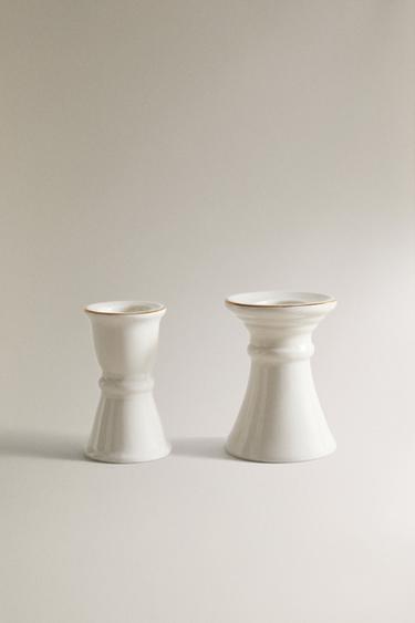 PORCELAIN CHRISTMAS TEALIGHT HOLDER WITH RIM DETAIL - White by Zara - Image 0