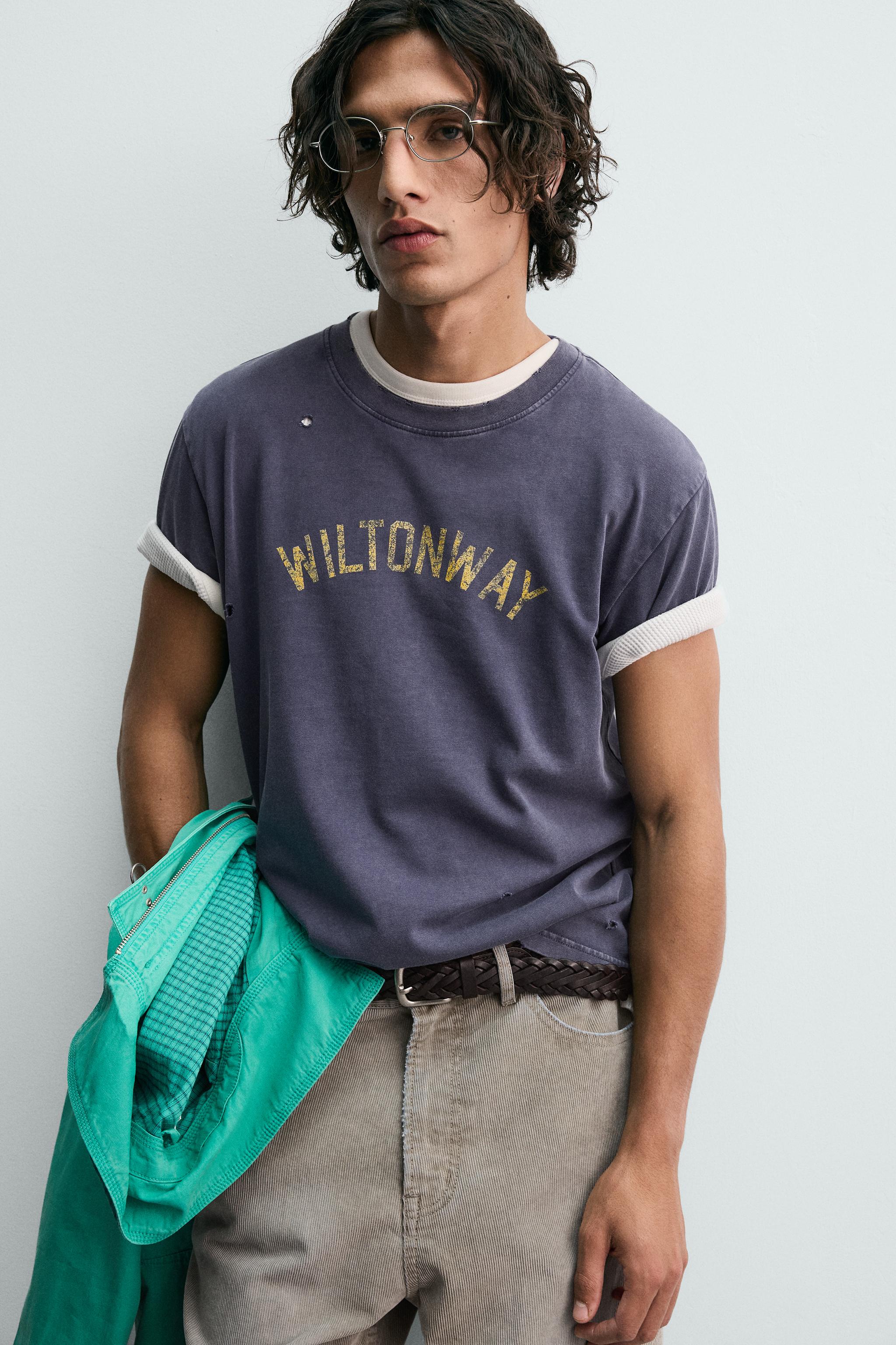WASHED NUMBER PRINT T-SHIRT