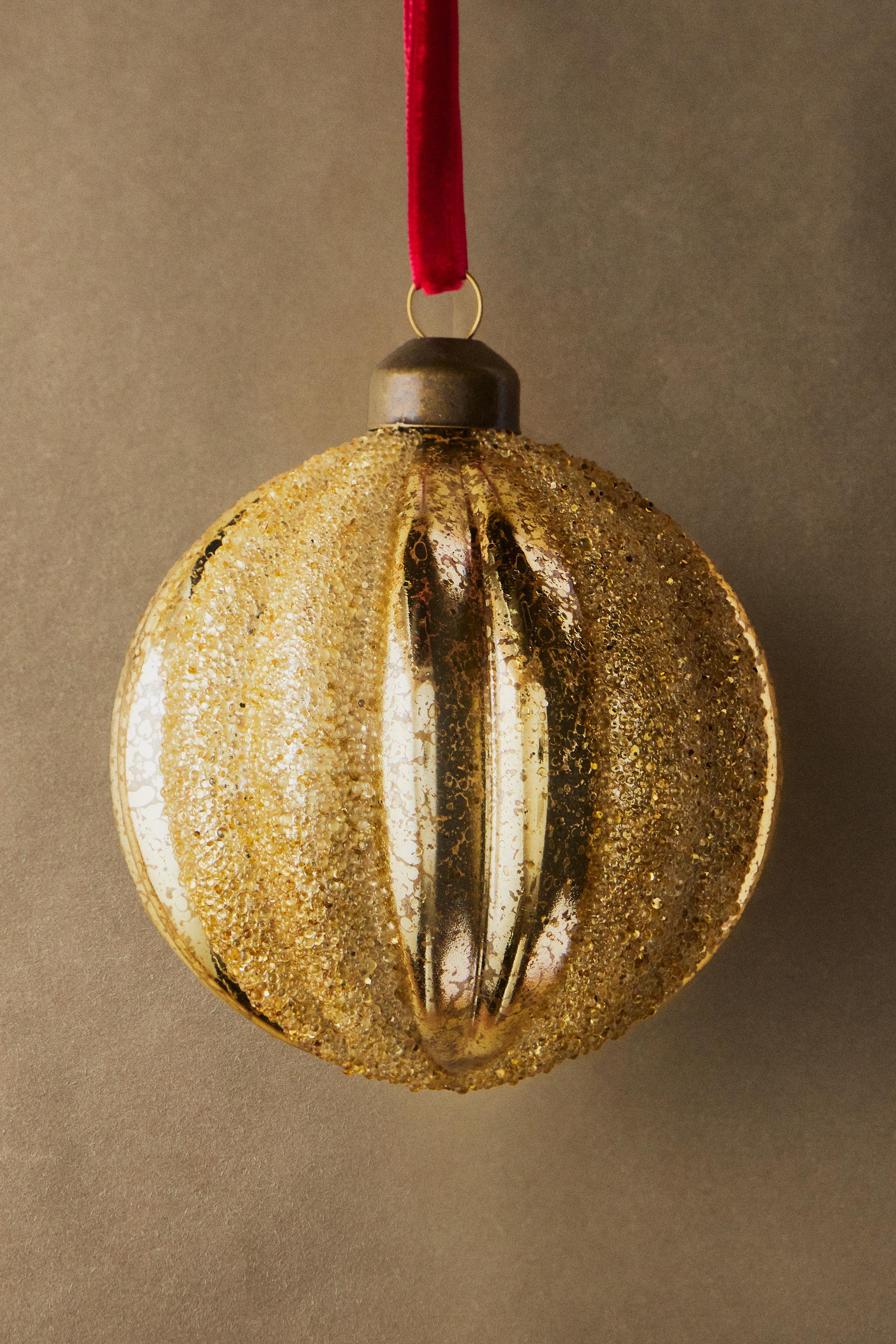 BOULE SAPIN VERRE RAYURES NOËL