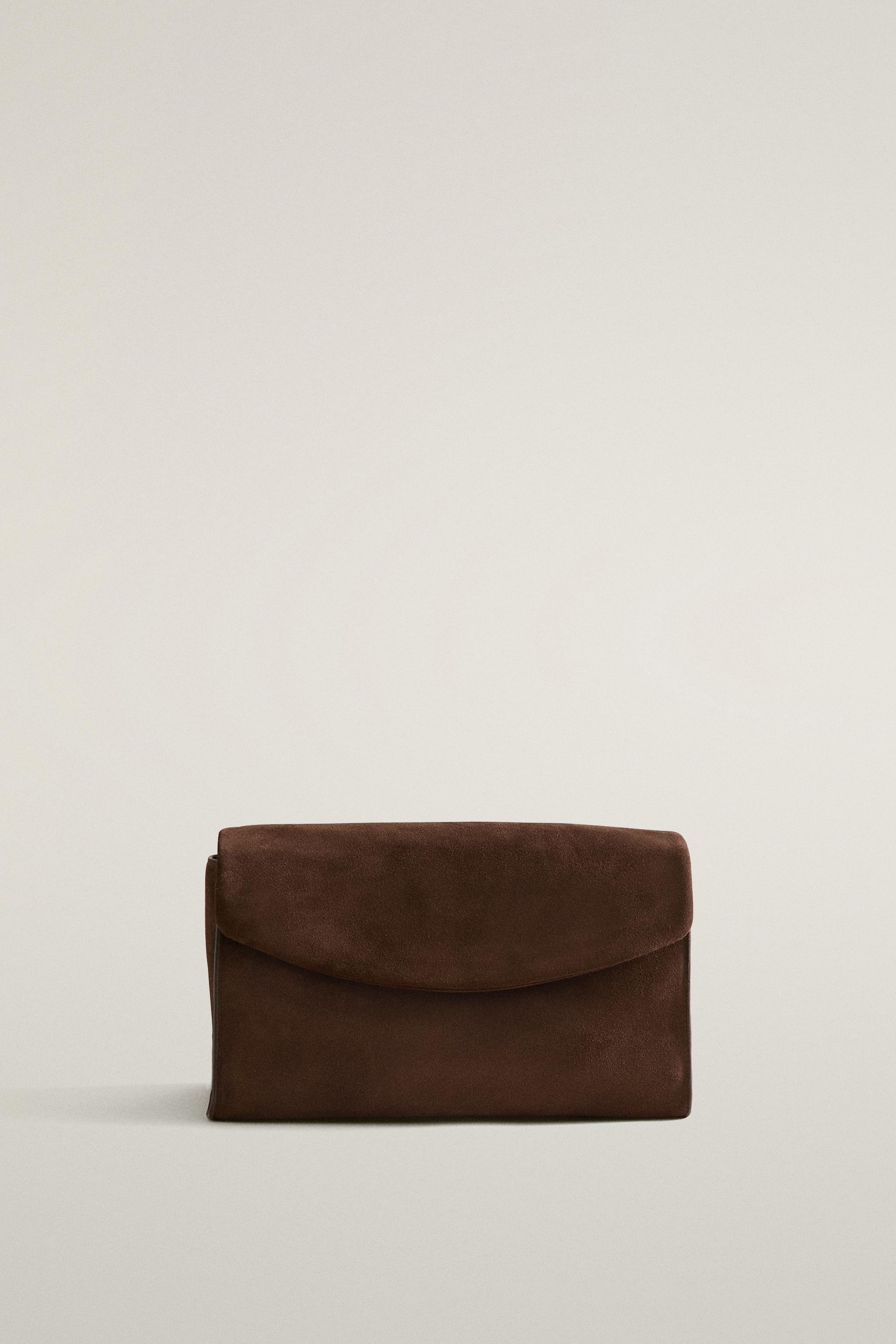 FLAP SPLIT LEATHER MAKEUP BAG