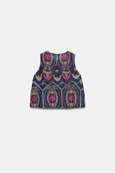 TOP WITH CUTWORK EMBROIDERY - Brown by Zara - Image 7