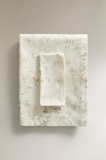 Zara PLANT PRINT TABLECLOTH - 藍色