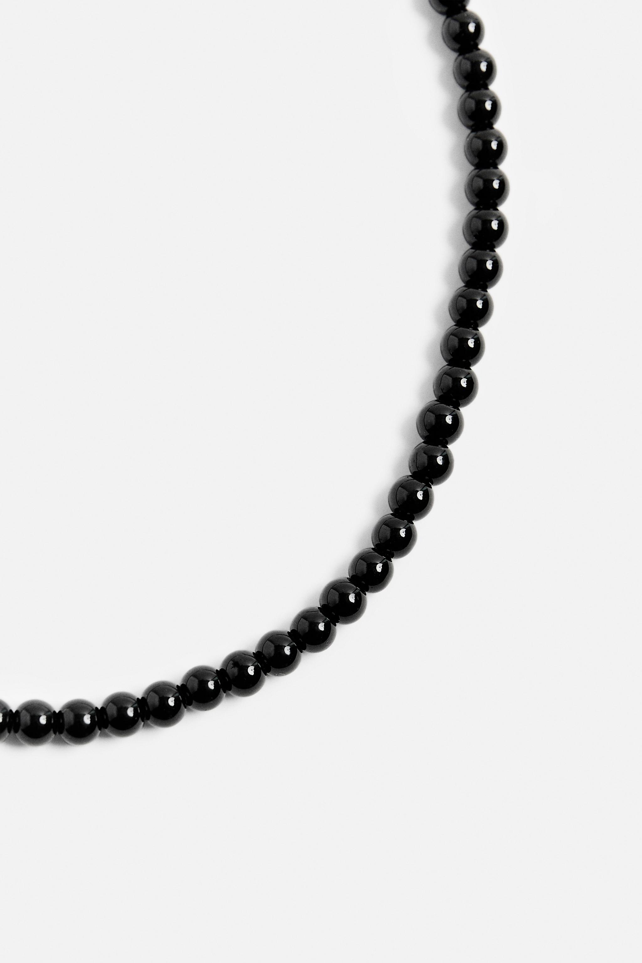 BEADED NECKLACE WITH STONE - Black | ZARA United States