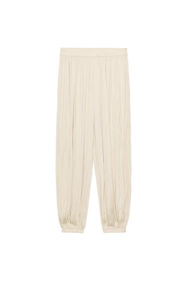 SATIN SAROUEL TROUSERS - Beige by Zara