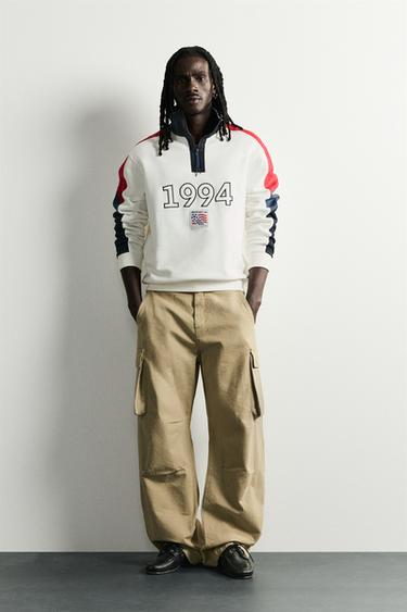 Zara USA 94 FIFA WORLD CUP™ FIFA CLASSICS QUARTER-ZIP SWEATSHIRT - Oyster-white