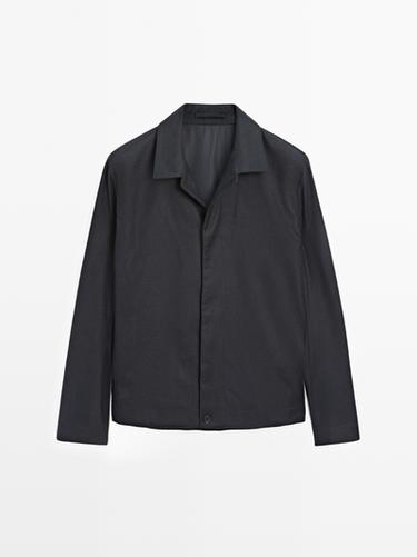 Sobrecamisa franela efecto pana 100% lana - Marino de Zara