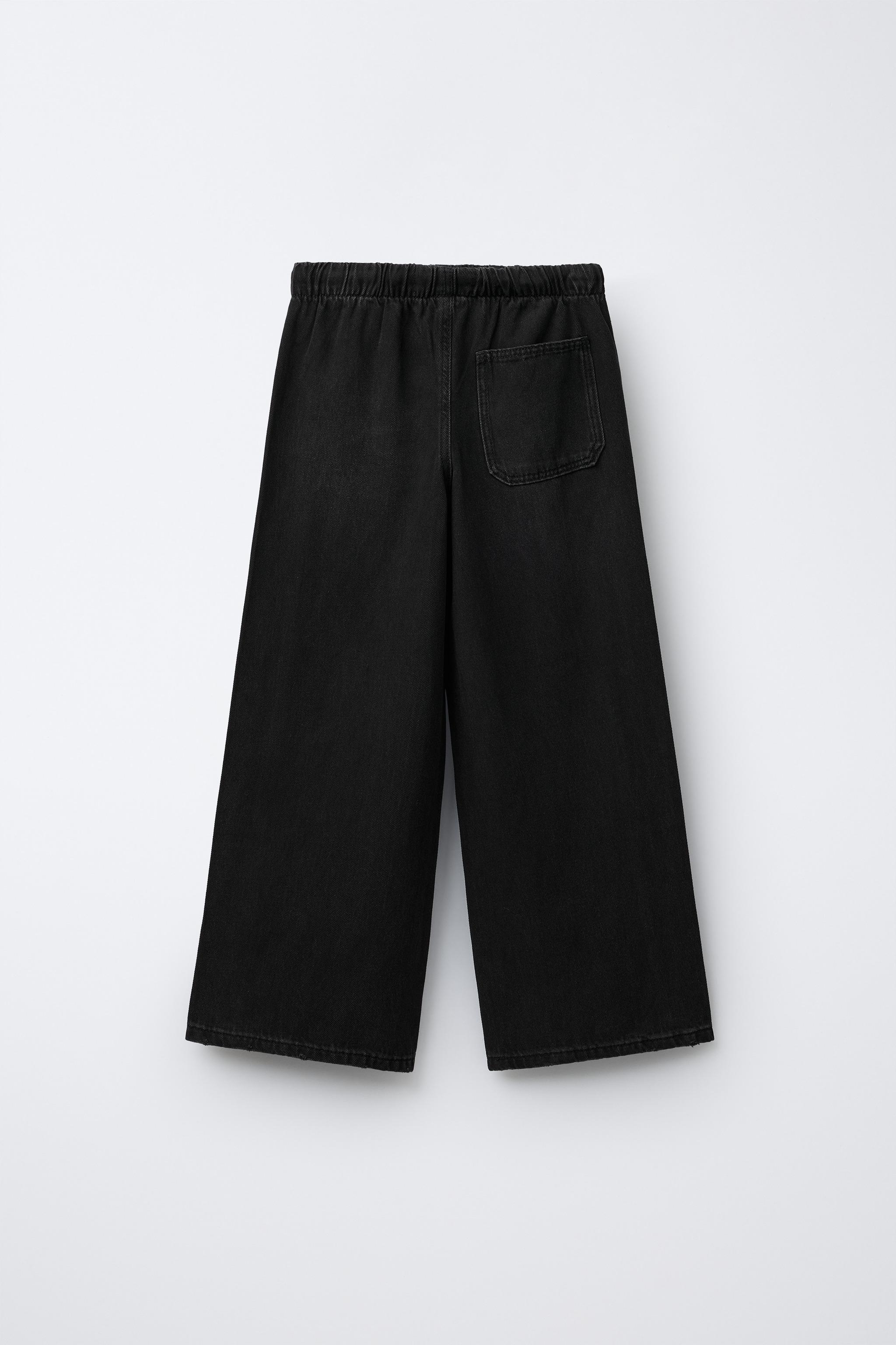 WIDE LEG JEANS WITH DRAWSTRINGS - Black | ZARA United States