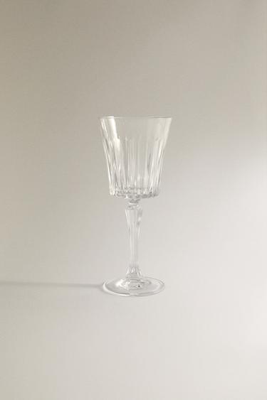 CRYSTALLINE WINE GLASS WITH RAISED DESIGN - Transparent by Zara