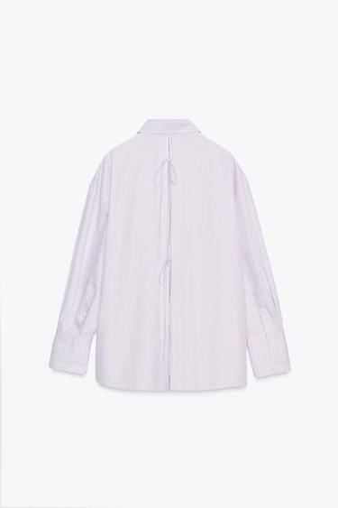 OVERSIZE POPLIN SHIRT WITH BACK TIES - Lilac by Zara - Image 6