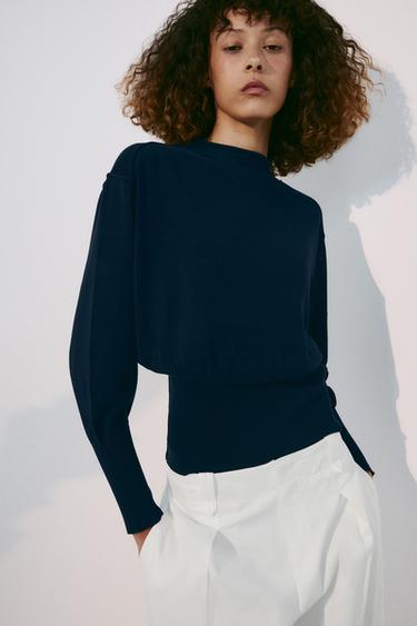 JERSEY PUNTO CINTURA ANCHA - Azul tinta de Zara