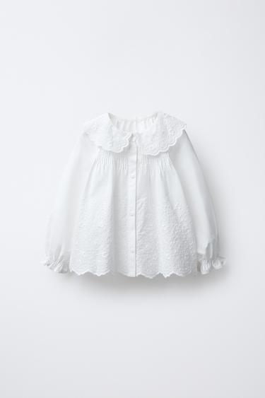 ROMANTIC EMBROIDERED SHIRT - Light ecru by Zara