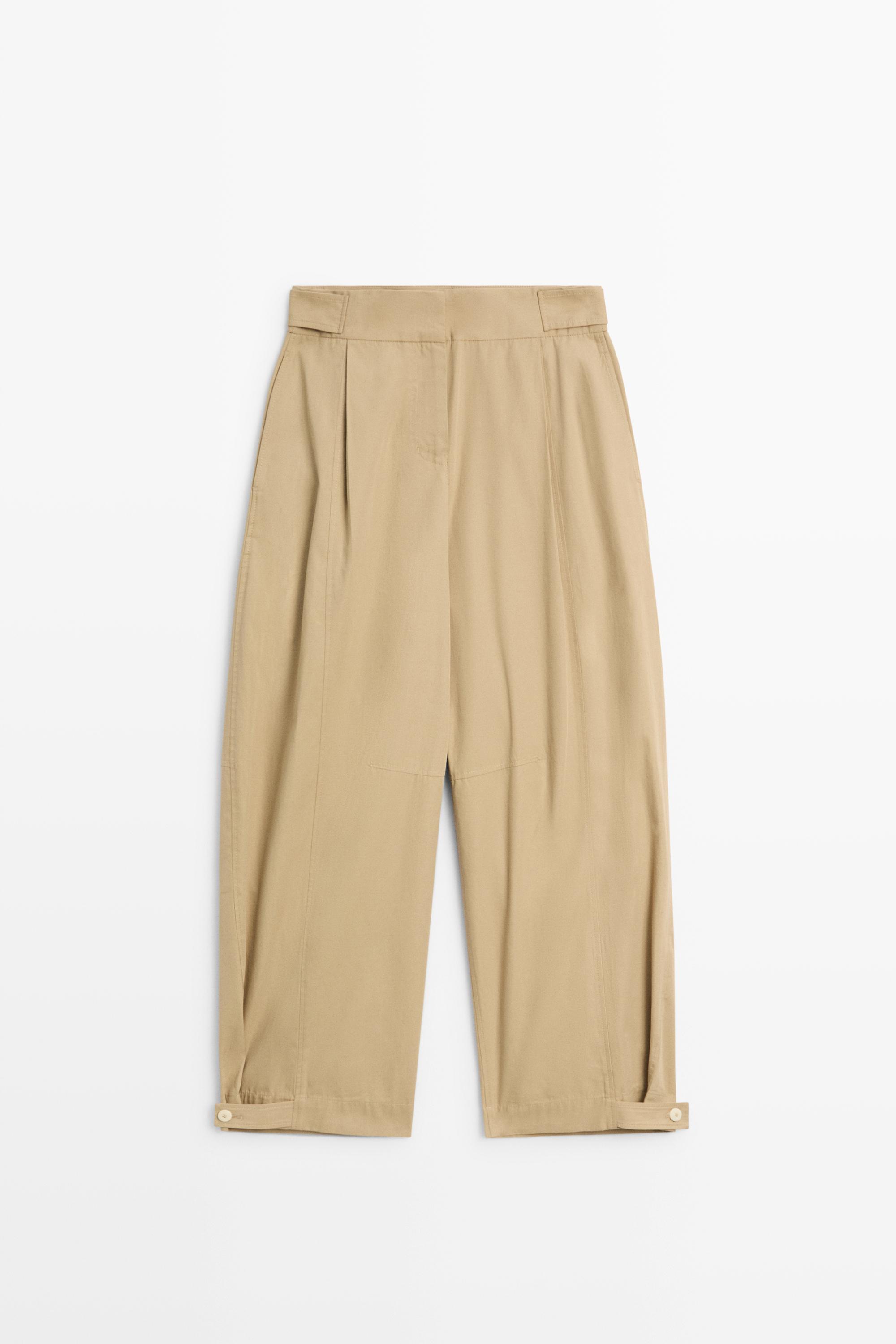 Pantalon barrel 100 % coton avec détail au bas
