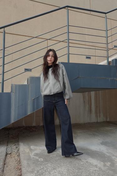 JEANS ZW COLLECTION BOOTCUT 하이웨이스트 크롭 - Zara 블루