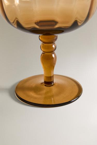 RAISED DESIGN WINE GLASS - Brown by Zara - Image 3