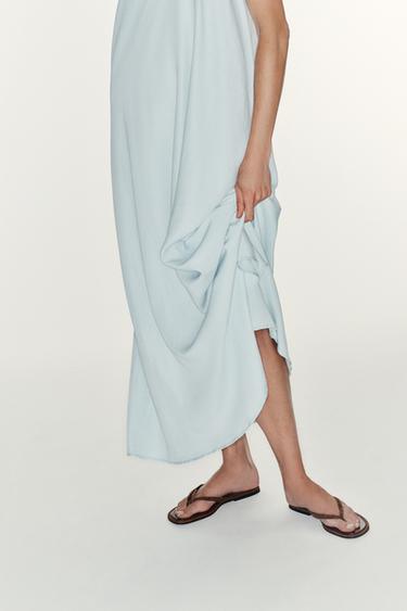 Zara FLOWY LONG DRESS - Blue