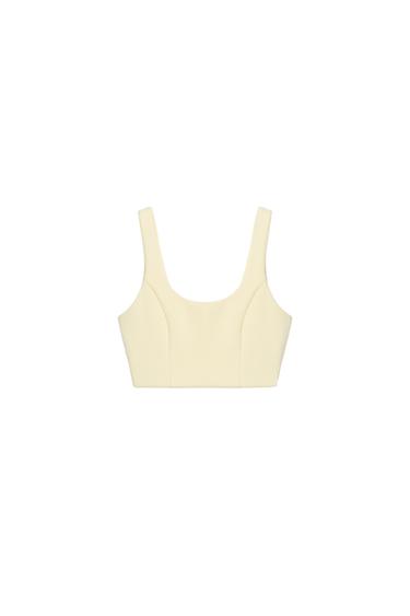 TOP TIRANTES INTERLOCK - Amarillo claro de Zara