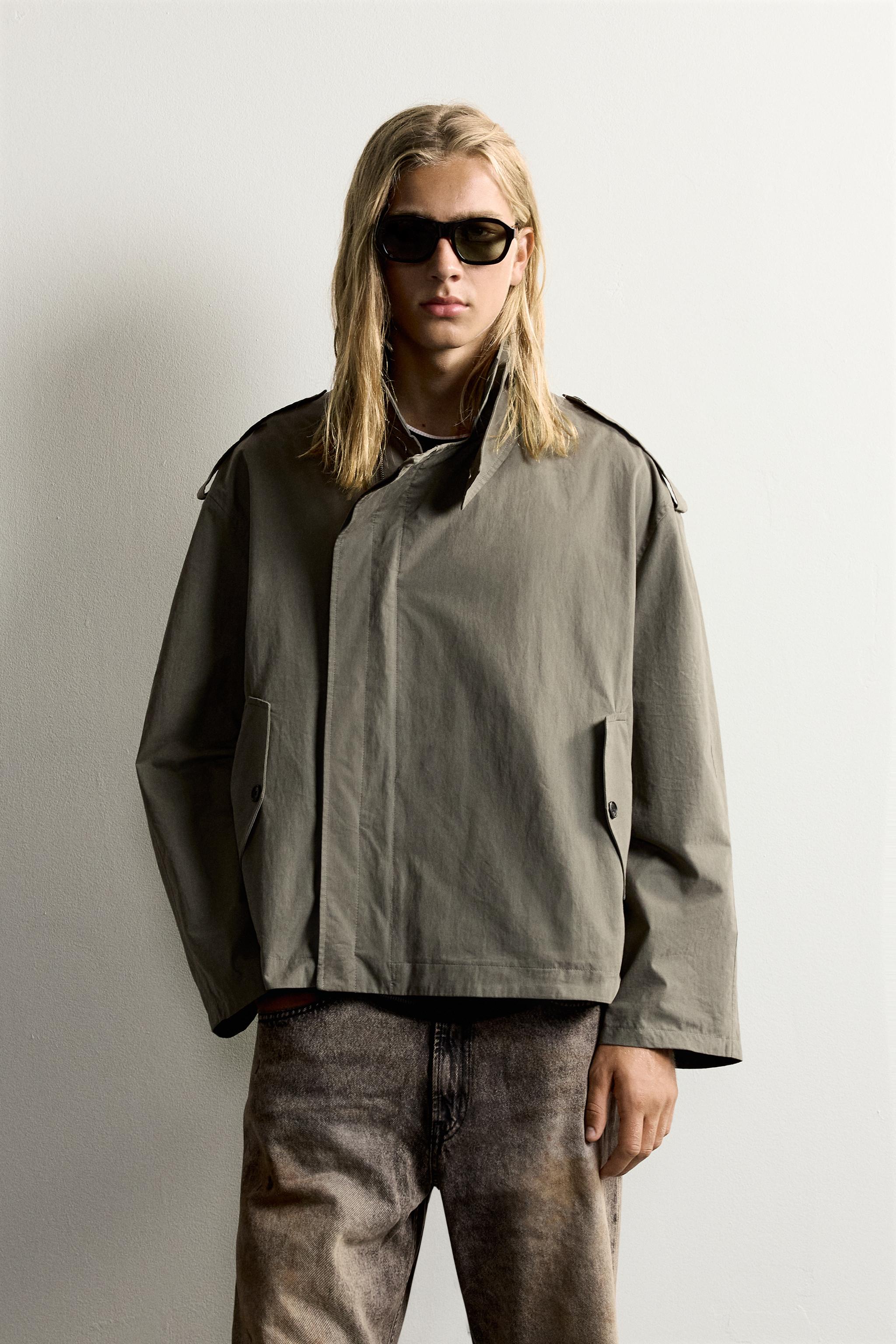 CROPPED TECHNICAL TRENCH COAT — Grey