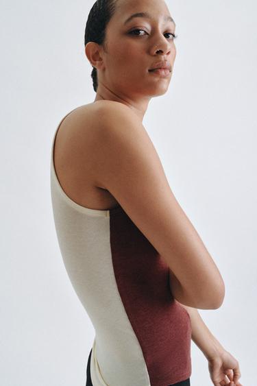Zara SLEEVELESS TOP - white-orange