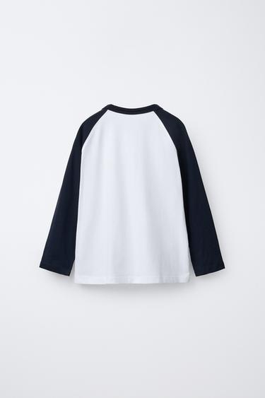 RAGLAN SLEEVE T-SHIRT WITH EMBROIDERED TEXT - White by Zara - Image 1