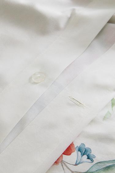 FLORAL PRINT COTTON FLAT SHEET - Oyster-white by Zara - Image 3