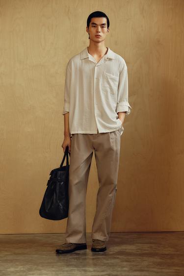 Zara 皺褶效果飄逸襯衫 - 裸色