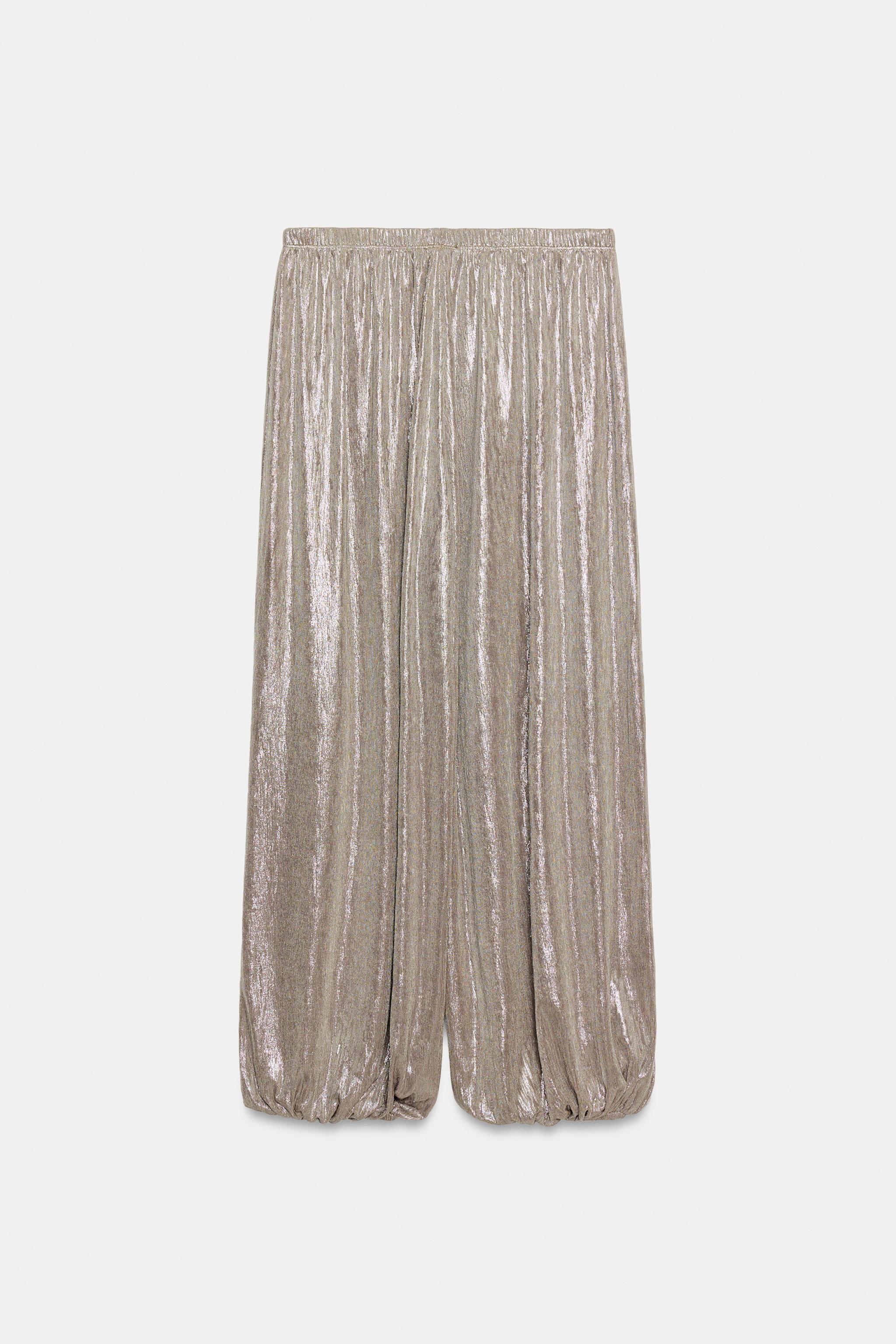 Женские брюки Zara METALLIC EFFECT PANTS — фото 6