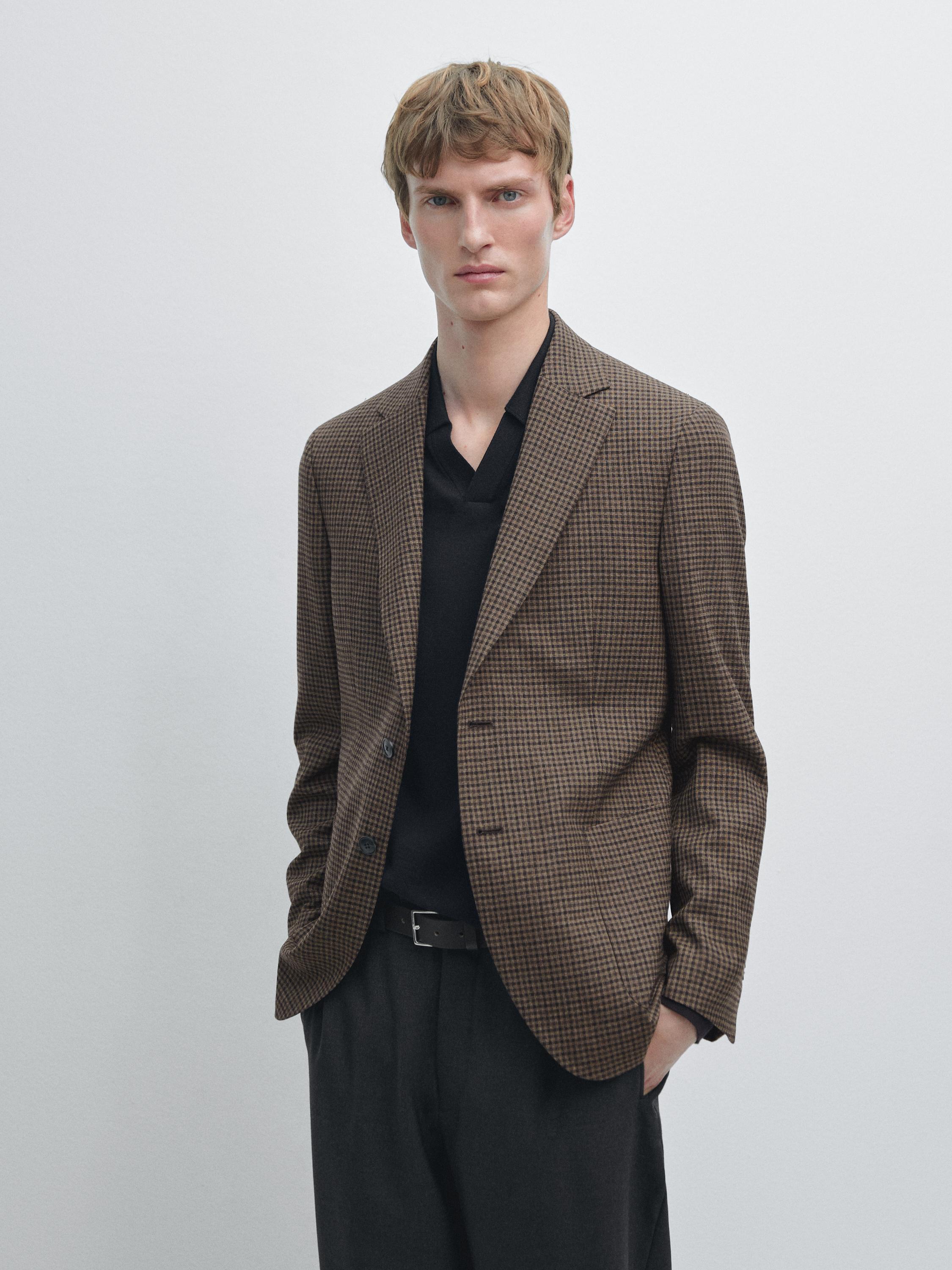 100% wool tailored check blazer