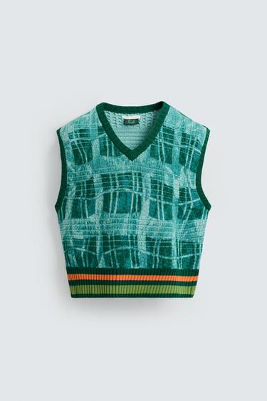 GILET EN MAILLE IMPRIMÉ GRAPHIQUE © OTIS KWAME KYE QUAICOE - Vert émeraude de Zara