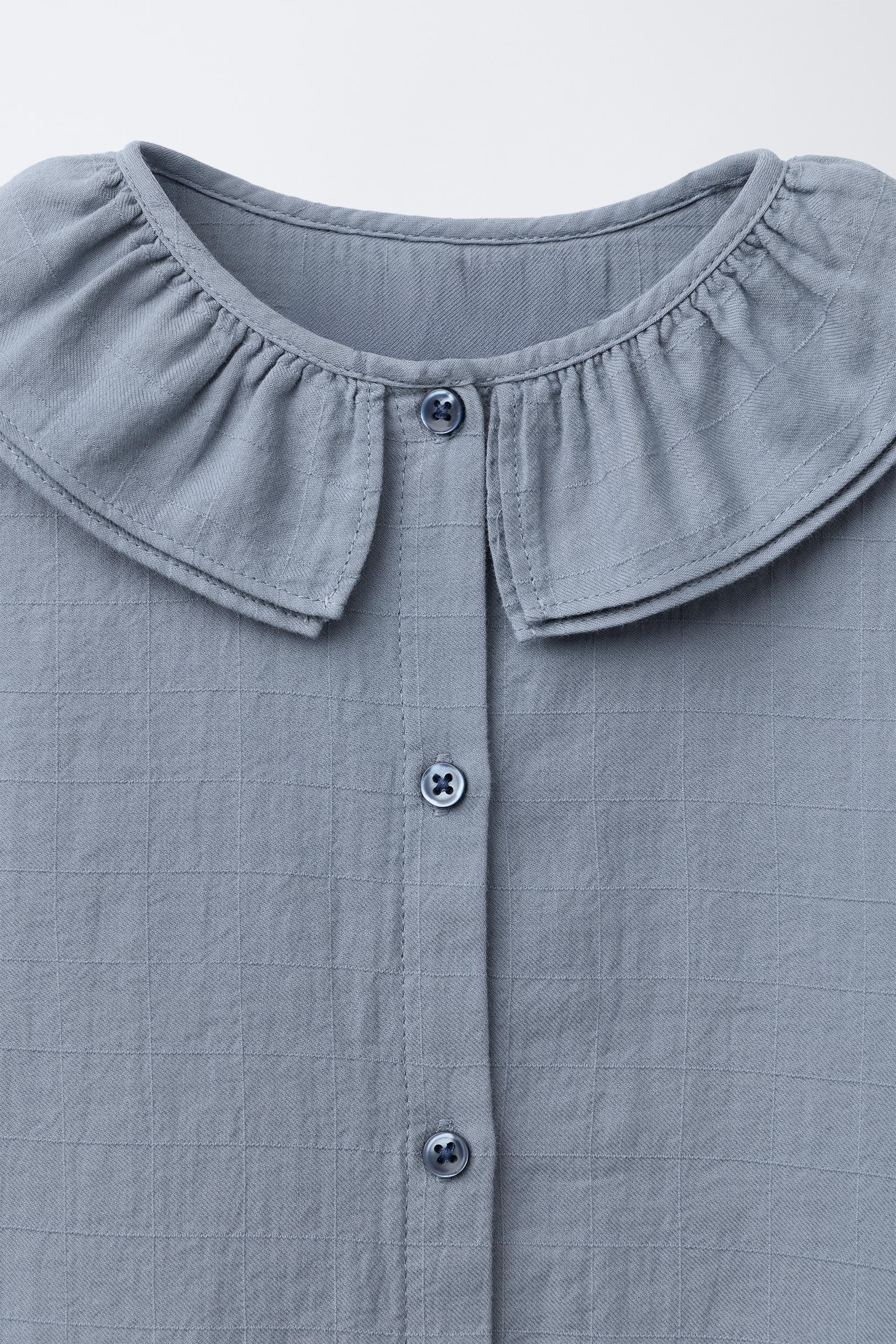 ピーターパンカラー テクスチャー入りシャツ - ブルー/グレー | ZARA