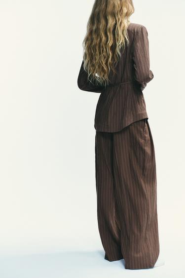 DOUBLE PLEAT TROUSERS WITH FLAPS - Brown / Ecru by Zara - Image 4