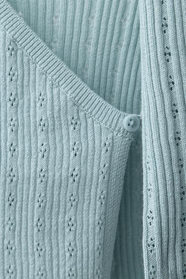 POINTELLE KNIT CARDIGAN - Light turquoise by Zara - Image 3