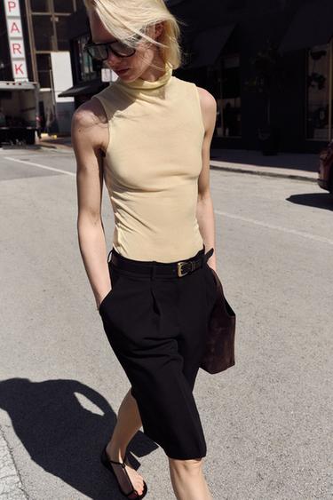 LONG BERMUDA SHORTS WITH BELT - Black by Zara