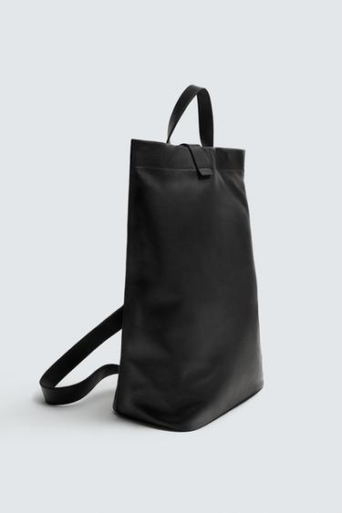 SAC À DOS EN CUIR - Noir de Zara - Image 3