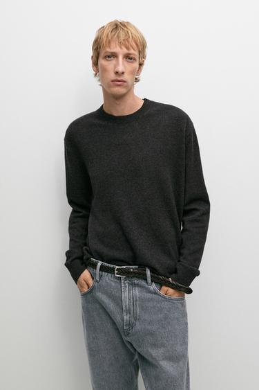 Wool blend round neck knit sweater — Anthracite Gray 2