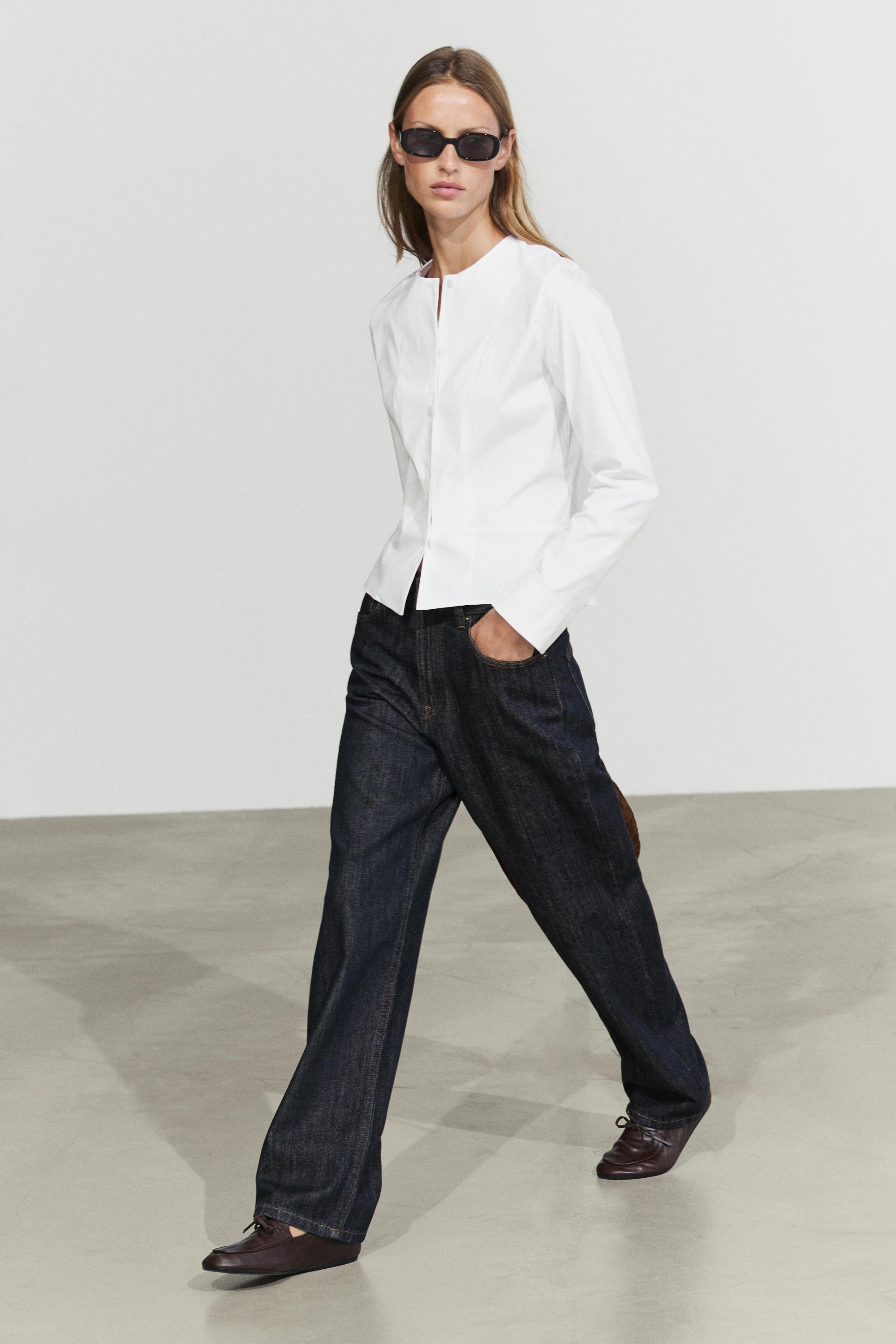 Chemise en popeline à col détaillé