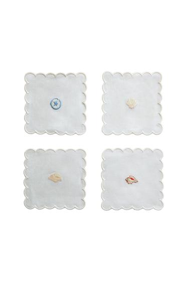 Zara RAMIE SHELL COASTER SET (PACK OF 4) - White
