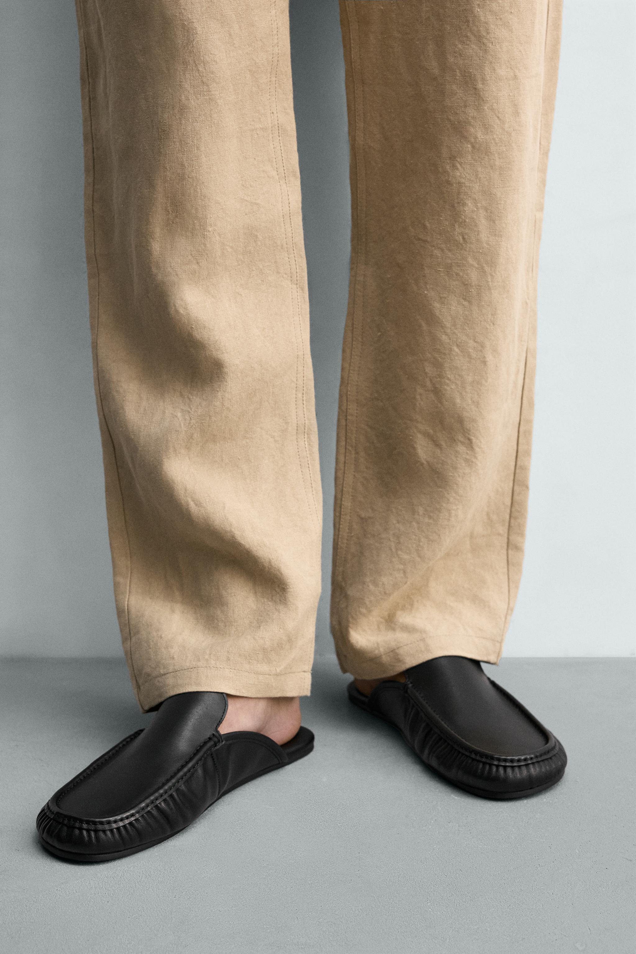 Мужские туфли Zara LEATHER SLINGBACK LOAFERS — фото 3