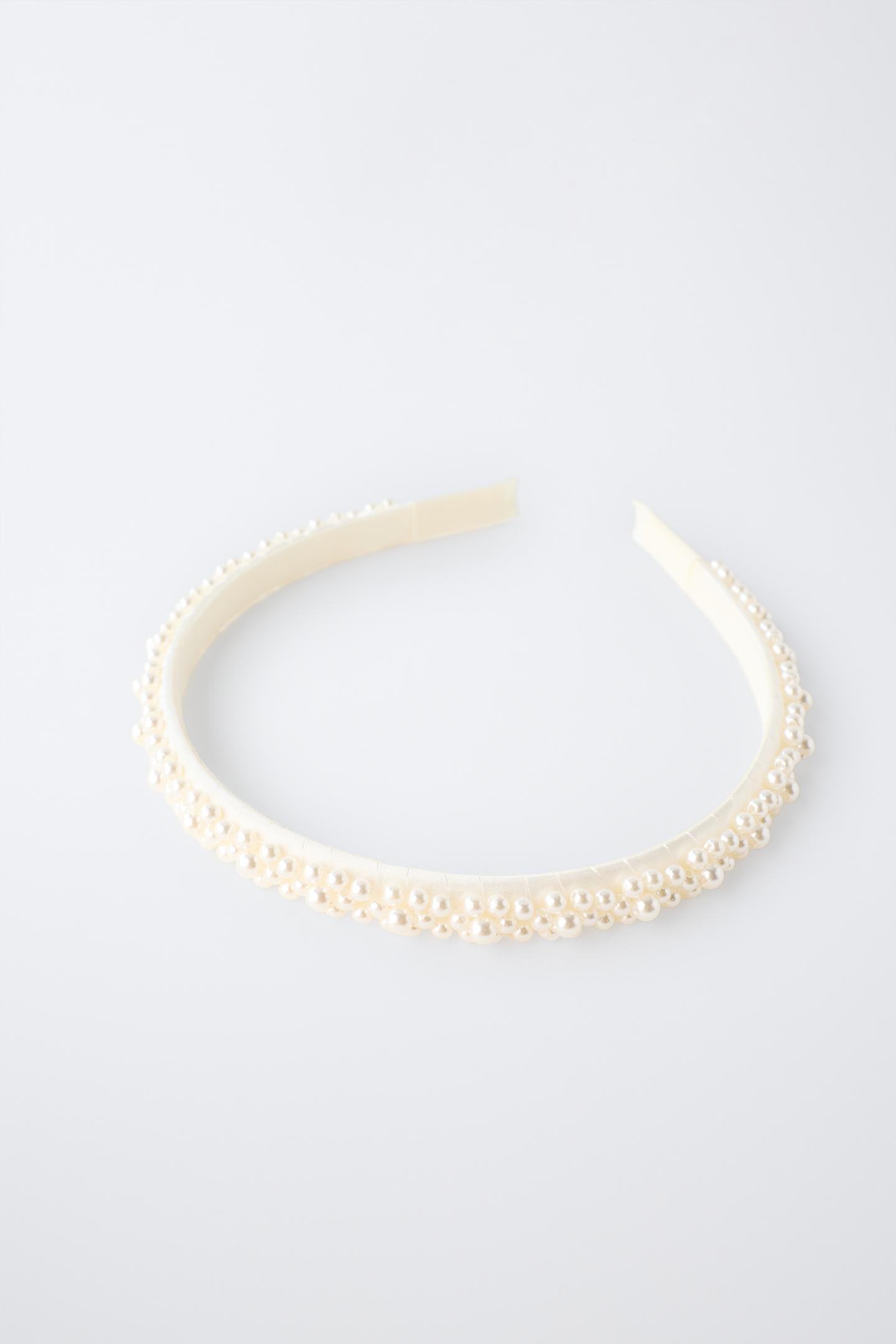 Детские аксессуары для волос Zara Pearl AppliquÉ Headband, цвет: Белый — фото 3