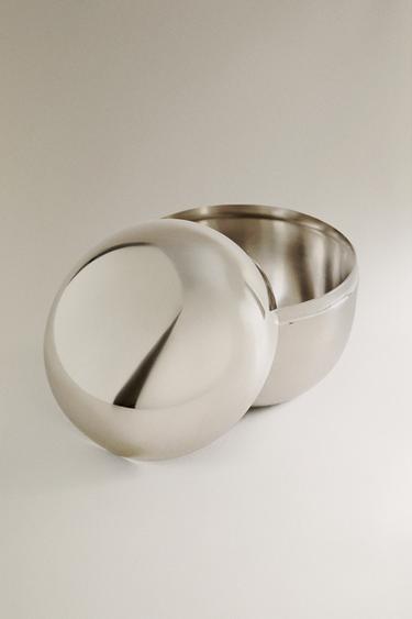 LARGE ROUND METAL BOX - Silver by Zara - Image 3