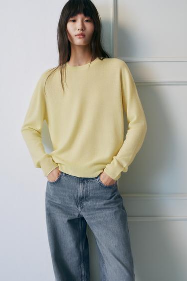 100% EXTRA-SOFT WOOL JUMPER WITH LONG SLEEVES - Light yellow by Zara