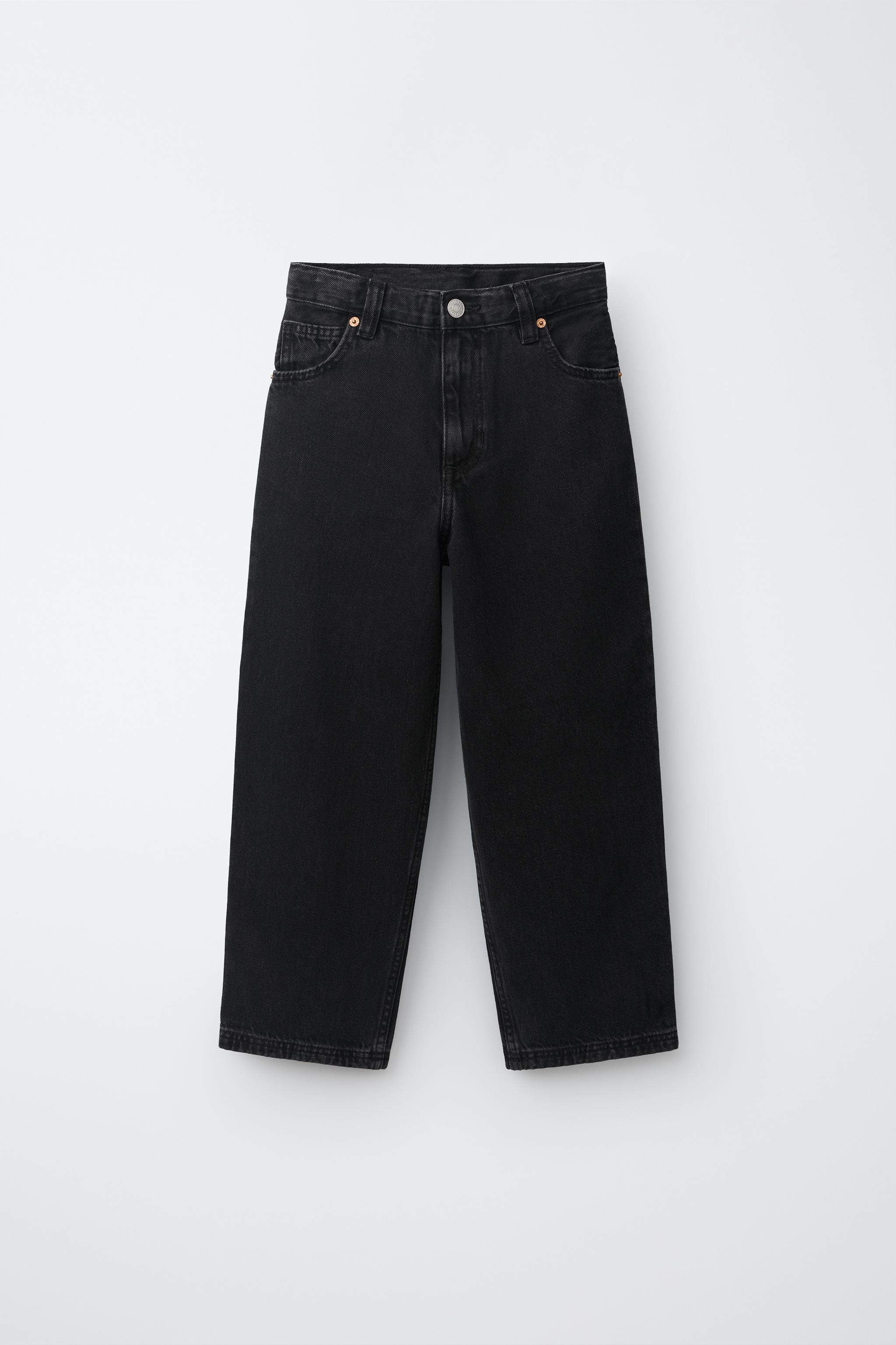 RELAXED BAGGY DENIM PANTS — Black