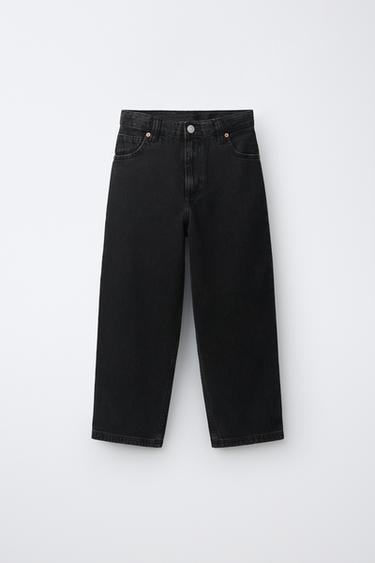 RELAXED BAGGY DENIM TROUSERS - Black by Zara