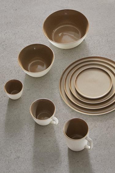 LOT DE 2 - ASSIETTE L - marron/blanc de Zara - Image 3